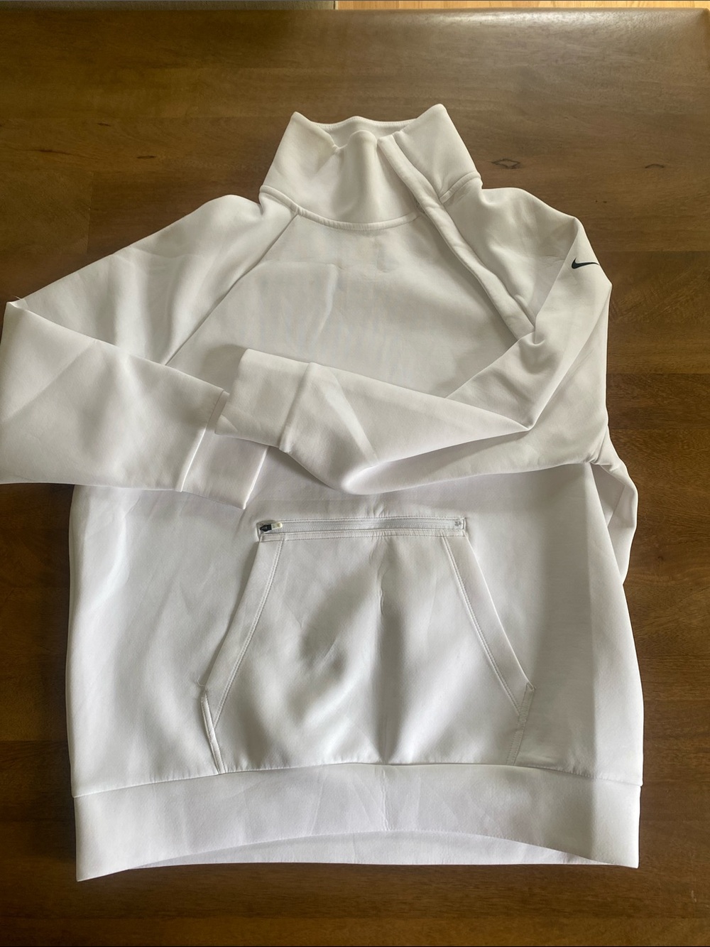 Nike White Scuba Funnel-Neck Pullover with Front Zip Pocket